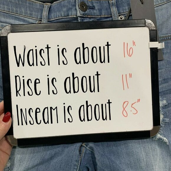 Torrid Sky High Skinny First At Fit Distressed Blue Denim Shorts Women's Size 12 - Picture 13 of 13